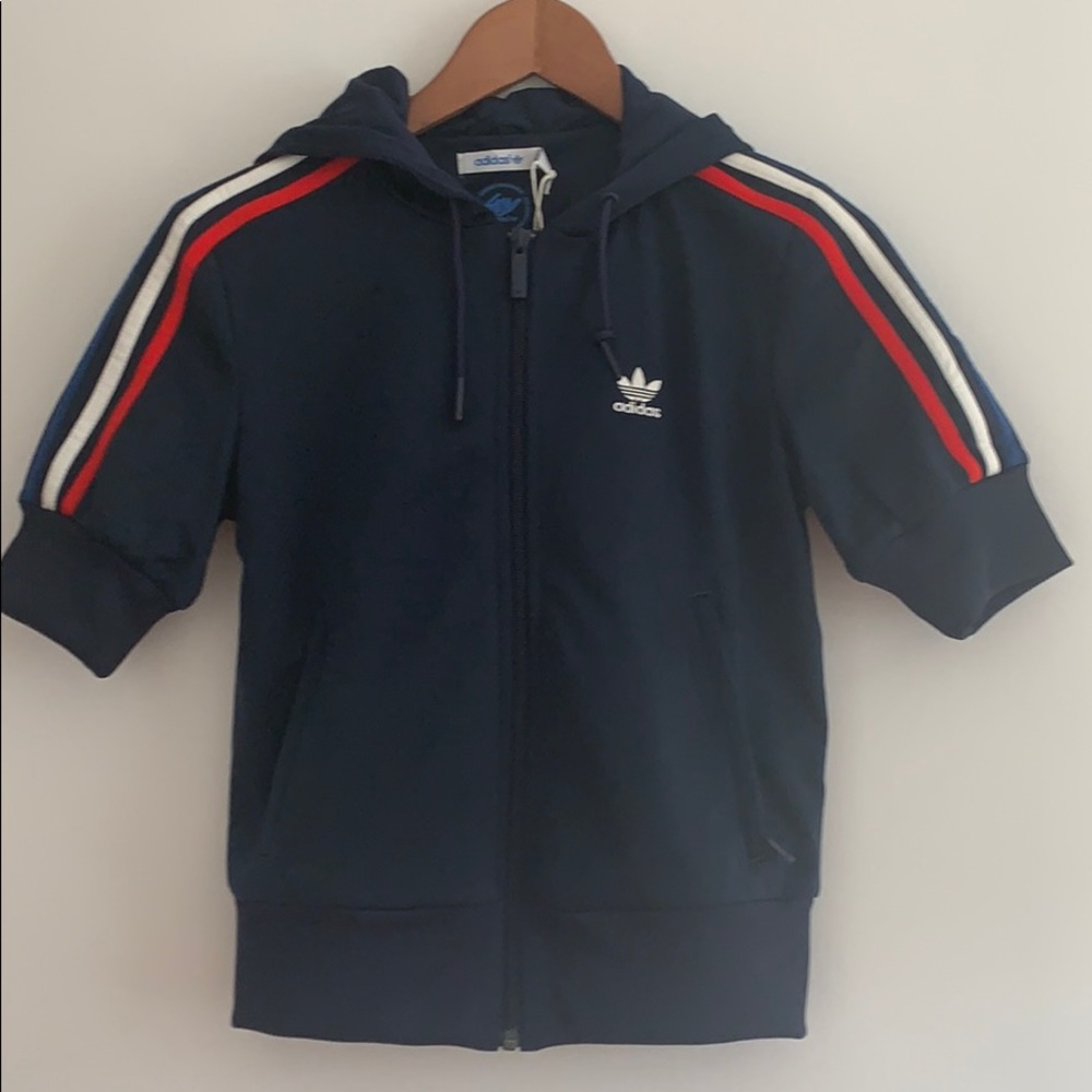Unique Vintage Adidas original marine color hoodie
